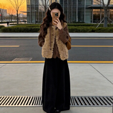 批发羊羔毛马甲背心女2026秋<b class='q'>冬</b>季新款连帽针织毛衣叠穿韩系穿搭一整套