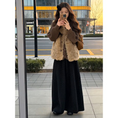 批发羊羔毛马甲背心女2026秋<b class='q'>冬</b>季新款连帽针织毛衣叠穿韩系穿搭一整套