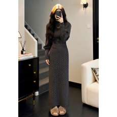 批发2026新款早春法式<b class='q'>复古</b>波点连衣裙子女秋冬气质高级感内搭掐腰<b class='q'>长裙</b>