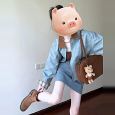 批发韩系独特漂亮宽松翻领外套女早秋季2026新款百搭休闲半裙两件套装