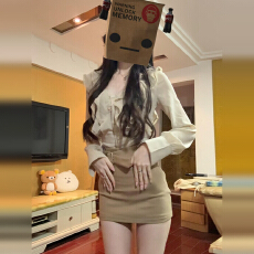 批发2026新款特别漂亮掐腰衬衫<b class='q'>连衣裙</b>子女秋冬穿搭短裙气质套装高级感