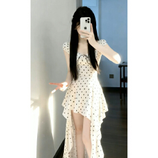 批发绿色假两件针织毛衣套装<b class='q'>连衣裙</b>子女早春季小个子韩系穿搭格纹长裙