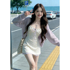 批发法式温柔气质开衫吊带<b class='q'>连衣裙</b>子女2026春夏季新款甜美可爱短裙套装