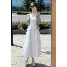 批发法式初恋白色吊带<b class='q'>连衣裙</b>子女2026新款早春季漂亮套装气质穿搭<b class='q'>长裙</b>