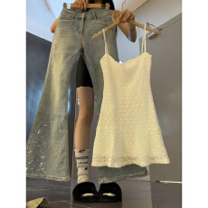 批发新年<b class='q'>红色</b>毛衣吊带半身裙套装女2026新款春季巨好看穿搭一整套短裙