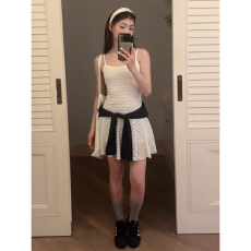 批发新年<b class='q'>红色</b>毛衣吊带半身裙套装女2026新款春季巨好看穿搭一整套短裙