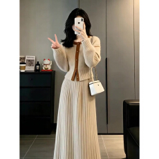 批发韩系巨好看穿搭一整套2026新款毛衣针织连衣裙子女秋<b class='q'>冬</b>季长裙套装