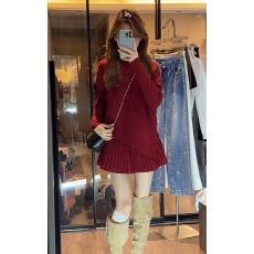 批发韩系穿搭一整套针织连衣裙女秋<b class='q'>冬</b>2026新款春装不规则毛衣套装短裙