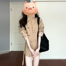 批发韩系卡其色<b class='q'>外套</b><b class='q'>百搭</b>老钱风女装秋季2026新爆款上衣短款风衣设计感