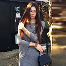 批发法式巨好看灰色吊带<b class='q'>连衣裙</b>子女<b class='q'>秋装</b>2026新款气质掐腰包臀长裙套装