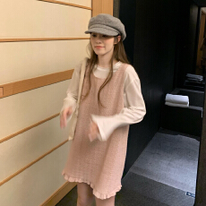 批发法式粉色背心吊带连衣裙子女秋季2025<b class='q'>新款</b>韩系早秋穿搭一整套装裙
