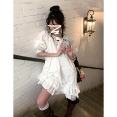 批发韩系高级感白色衬衫<b class='q'>连衣裙</b>女夏季2026新款小个子气质娃娃公主短裙