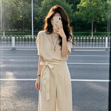 批发巨好看ootd穿搭一整套2026新款<b class='q'>短袖</b>t恤女夏季阔腿<b class='q'>裤</b><b class='q'>休闲</b>两件套<b class='q'>装</b>