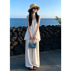 批发新中式白色无袖吊带<b class='q'>连衣</b>裙子女夏季2026年新款小个子气质<b class='q'>裙裤</b>套<b class='q'>装</b>