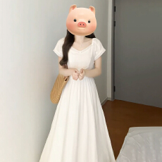 批发法式温柔气质V领掐腰连衣裙子女2026新款夏季巨好看收腰显瘦<b class='q'>长裙</b>