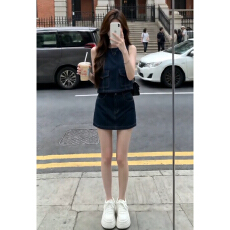 批发韩系复古牛仔背心连衣裙子2026新款夏季甜酷少女休闲时尚百搭套装