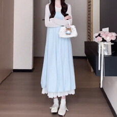 批发清冷氧气少女风出片漂亮连衣裙夏季流行绝美防晒打底衫背心裙套装
