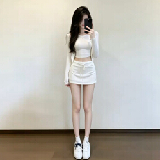 批发运动风套装白色<b class='q'>工字</b>背心针织开衫小外套女装夏季半身裙短裙三件套