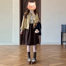 批发韩系学院风一整套ootd穿搭女早秋季2026超火大方独特漂亮裙子套装