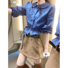 批发韩系甜美少女复古氛围感<b class='q'>连衣裙</b>子早秋季新款娃娃领上衣长裙套装女