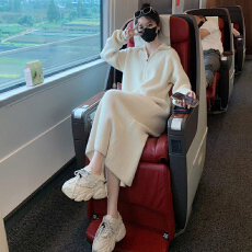 批发法式慵懒宽松针织连衣裙女2025年新款春装打底内搭秋冬季毛衣长裙