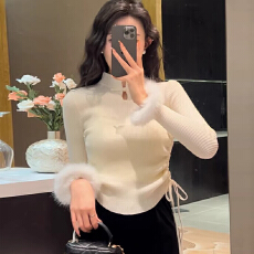 批发2025年新款秋冬季新中式国风女装别致绝美毛衣内搭打底衫短款上衣