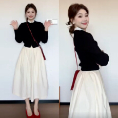 批发法式赫本风针织连衣裙子女秋冬季2025新爆款巨好看穿搭一整套长裙