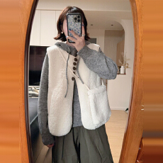 批发韩系棕色仿羊羔毛马甲外套女秋冬季2025新款<b class='q'>百搭</b>叠穿休闲宽松上衣