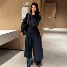 批发韩系中长款立领夹棉风衣外套女2025新款秋冬季高级感收腰大衣加厚