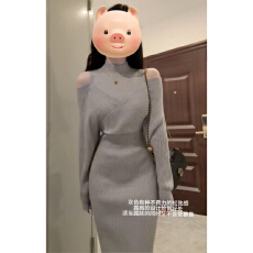 批发法式灰色针织连衣裙子女秋冬季2025新款巨好看的修身显瘦包臀长裙