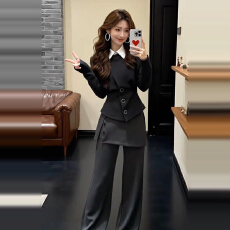 批发深冬气质一整套穿搭2025新款小个子香风短上衣<b class='q'>女</b>秋冬宽松长裤套装