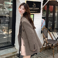 批发法式复古咖色毛呢西装<b class='q'>外套</b><b class='q'>女</b>2025秋冬新款高级感小个子超好看大衣