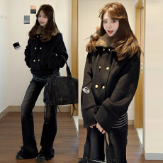 批发2026新款加绒加厚羊羔毛外套女秋冬高级感巨好看独特漂亮夹克上衣