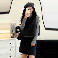 2026新款小个子香风毛呢连衣裙子女秋冬季巨好看ootd穿搭一整套装