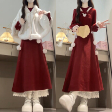 批发2026新款过年战袍高级感红色内搭连衣裙子女2025秋<b class='q'>冬</b>气质长裙穿搭