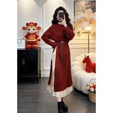 批发韩系独特漂亮巨好看冬装一整<b class='q'>套装</b>女2026新款红色针织毛衣连衣裙子