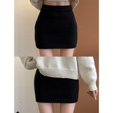 批发韩系黑色针织包臀裙女2026新款冬季穿搭miu里miu气<b class='q'>高腰</b>半身<b class='q'>短裙</b>