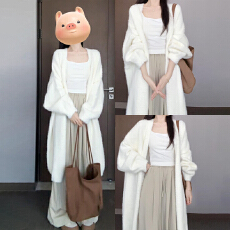 批发水<b class='q'>貂绒</b>中长款<b class='q'>外套</b>开衫上衣毛衣女2026新款秋冬季加厚针织衫慵懒风