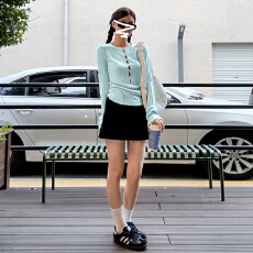 批发高级感紫色镂空针织衫2025早初秋新款女装设计感小众薄款长袖上衣