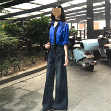 批发克莱因蓝色<b class='q'>衬衫</b>女早春季2025年新款韩系气质<b class='q'>衬衣</b>外套绝美长袖上衣