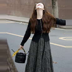 批发早秋季休闲减龄一整套穿搭2025新款盐系轻熟韩风chic两件套装裙女