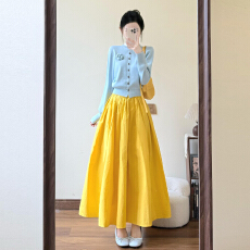 批发2026新款韩系多巴胺绝美套装裙子女早春季减龄上衣<b class='q'>半身</b><b class='q'>长裙</b>两件套