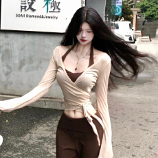 批发早春韩系穿搭一整套2026新款针织开衫女挂脖吊带背心<b class='q'>休闲裤</b>三件套