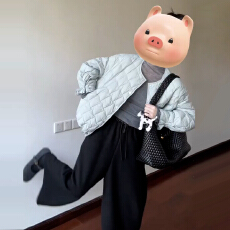 批发韩系超好看蓝色菱形棉服外套女装秋<b class='q'>冬</b>季2026新款今年流行爆款上衣