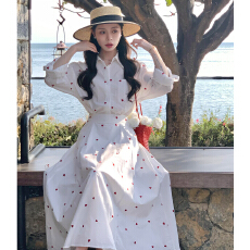 批发早春季独特漂亮白色<b class='q'>衬衫</b><b class='q'>连衣裙</b>子女夏2026新款度假风穿搭长裙套装