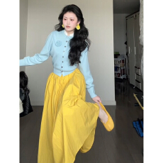 批发2026新款韩系多巴胺绝美套装裙子女早春季减龄上衣<b class='q'>半身</b><b class='q'>长裙</b>两件套