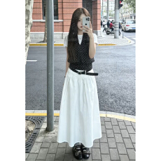 批发韩系波点背心上衣连衣裙子女夏2026新款短袖t恤<b class='q'>半身</b><b class='q'>长裙</b>三件套装