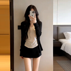 批发早春季松弛感穿搭一整套<b class='q'>连衣</b>裙子女夏2026新款韩系黑色三件套装裙