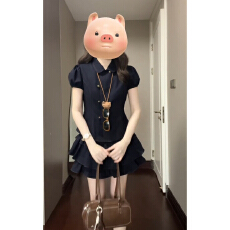 批发2026超火穿搭一整套女夏季新款巨好看娃娃领短袖<b class='q'>衬衫</b>蛋糕短裙套装