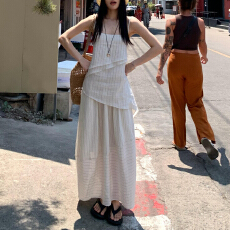 批发韩系慵懒松弛感吊带不规则连衣裙子女装夏季2026新款穿搭<b class='q'>长裙</b>套装
